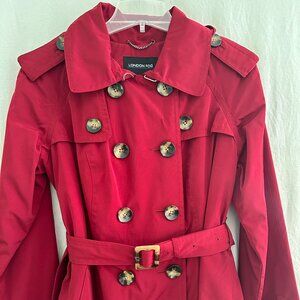 London Fog Double Breasted Red Raincoat